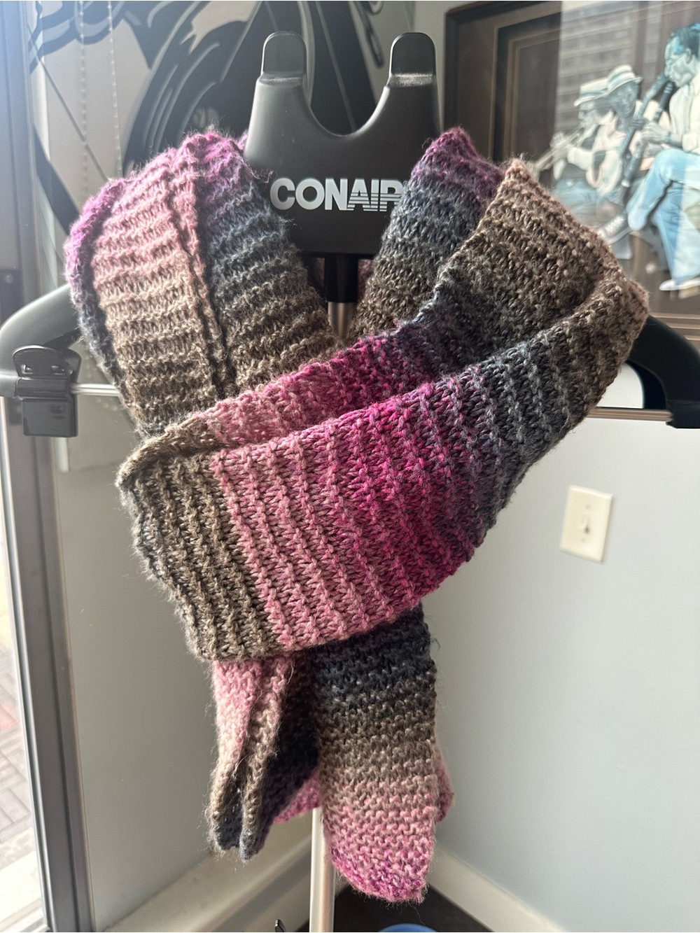 Gradient Knit Scarf in Pink and Gray - Unbranded